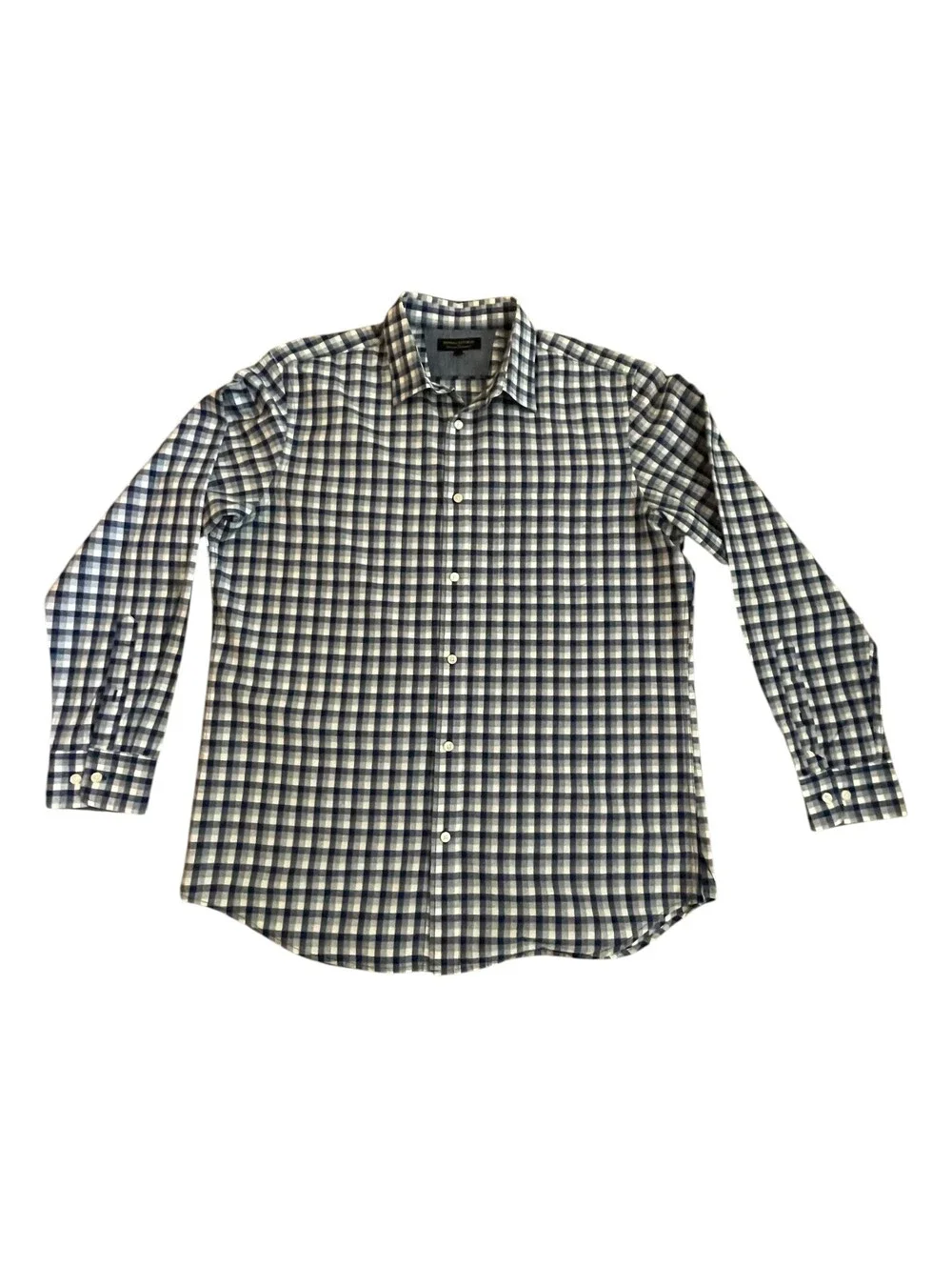 Banana Republic Men's LG Standard Fit L/S Blue & White Check